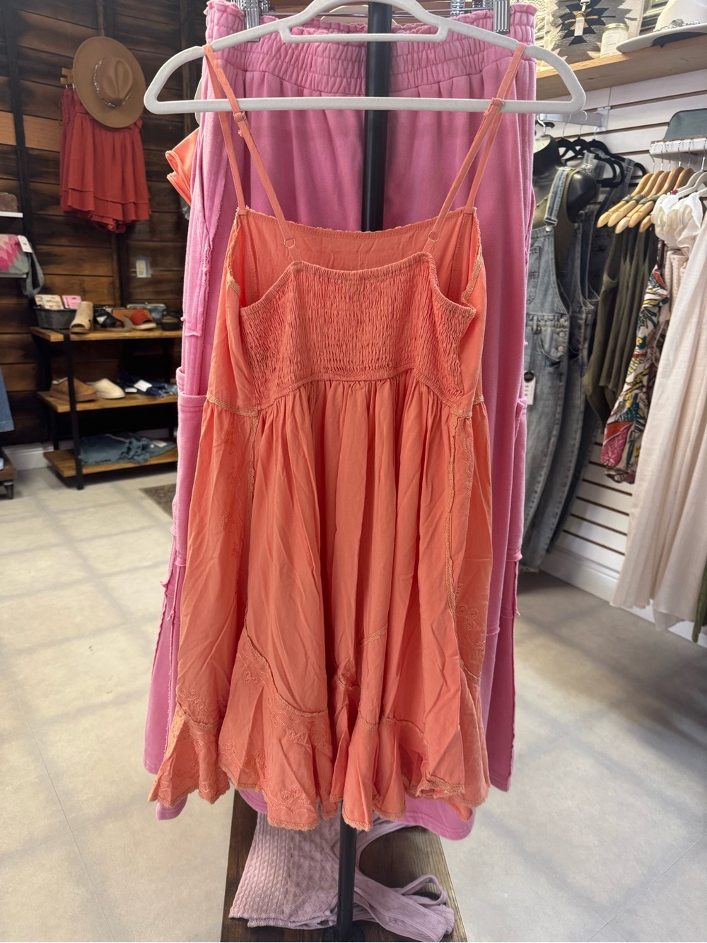 NWT POL Boho Embroidered Asymmetrical Coral Orange Dress - Picture 11 of 11